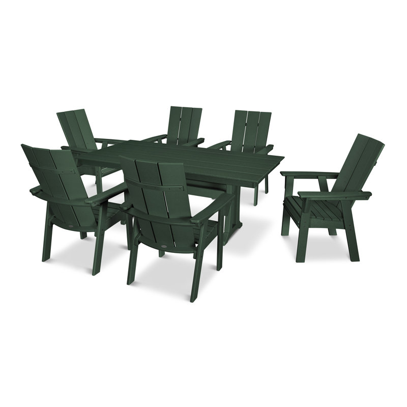 Ensemble de salle à manger POLYWOOD, Vert, 7 pièces : table, 6 chaises