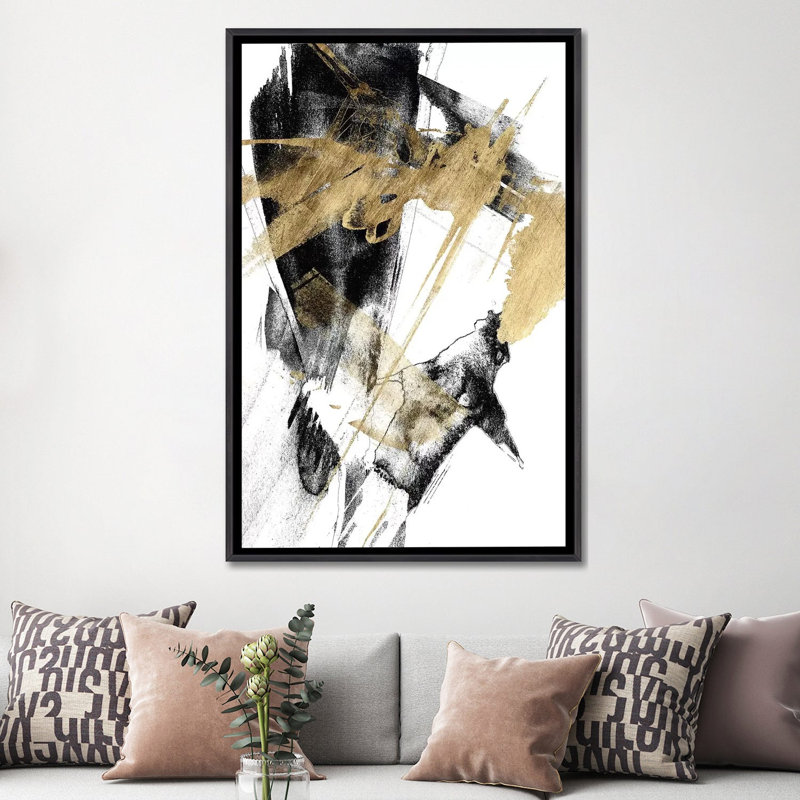 « Glam & Black I » par Jennifer Goldberger-impression, H 60 po x l 40po x P 1,5 po, Toile avec cadre noir patiné