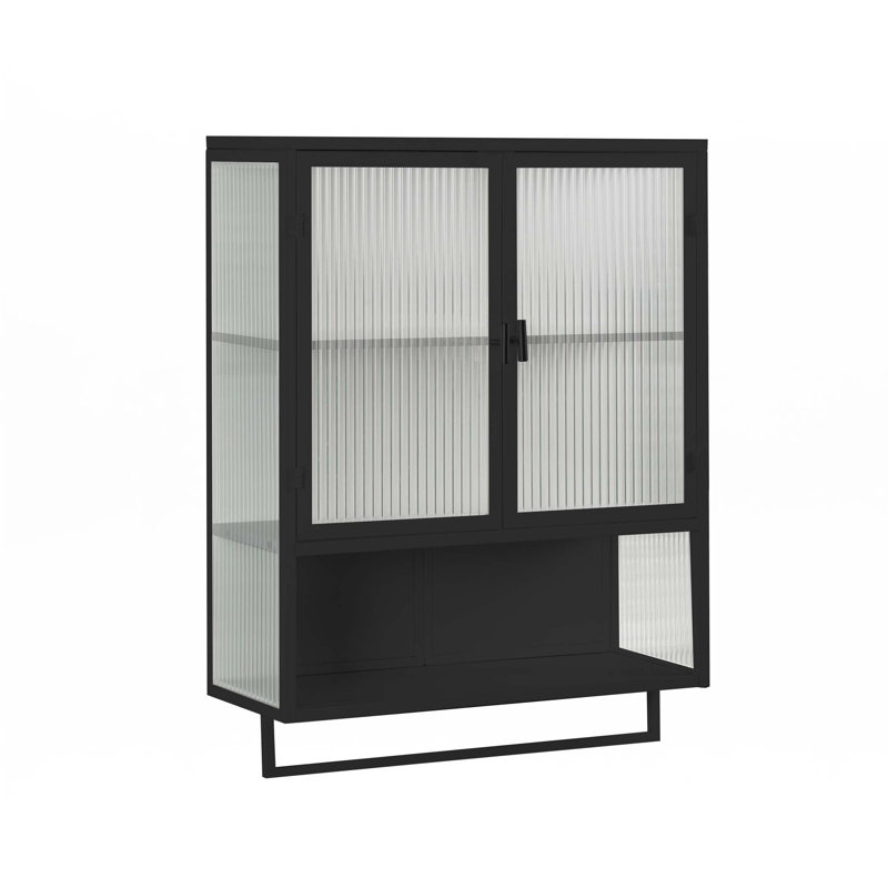 Armoire murale moderne à deux portes 23,62 po, Noir