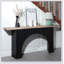 Console moderne minimaliste avec base en arche noire et plateau en bois naturel, console en bois de 66 po