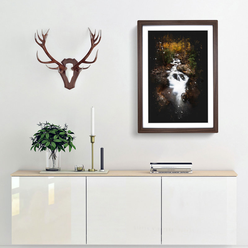 Woodland Stream - Framed Print, 33cm H x 24cm W x 2cm D, Walnut Framed