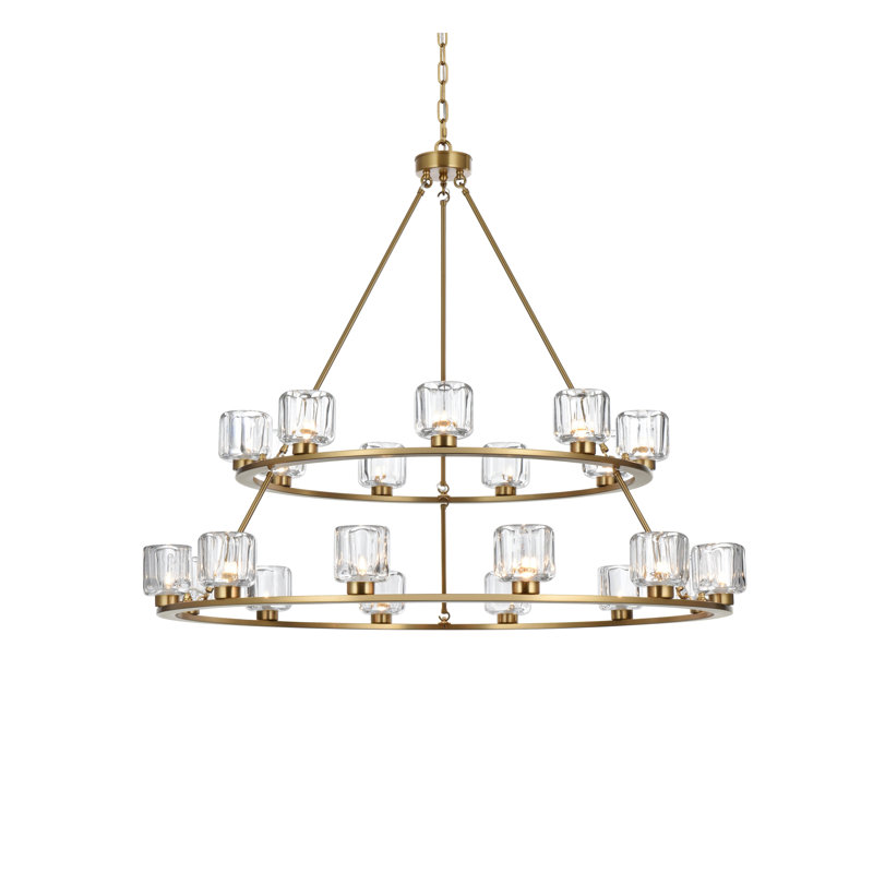 Enrique 48 inch Two-Tier Chandelier , Satin Gold