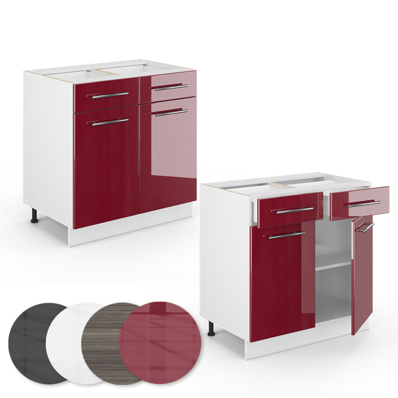 82Cm H x 80Cm W x 52Cm D Oak Kitchen Unit Cabinet, Bordeaux 