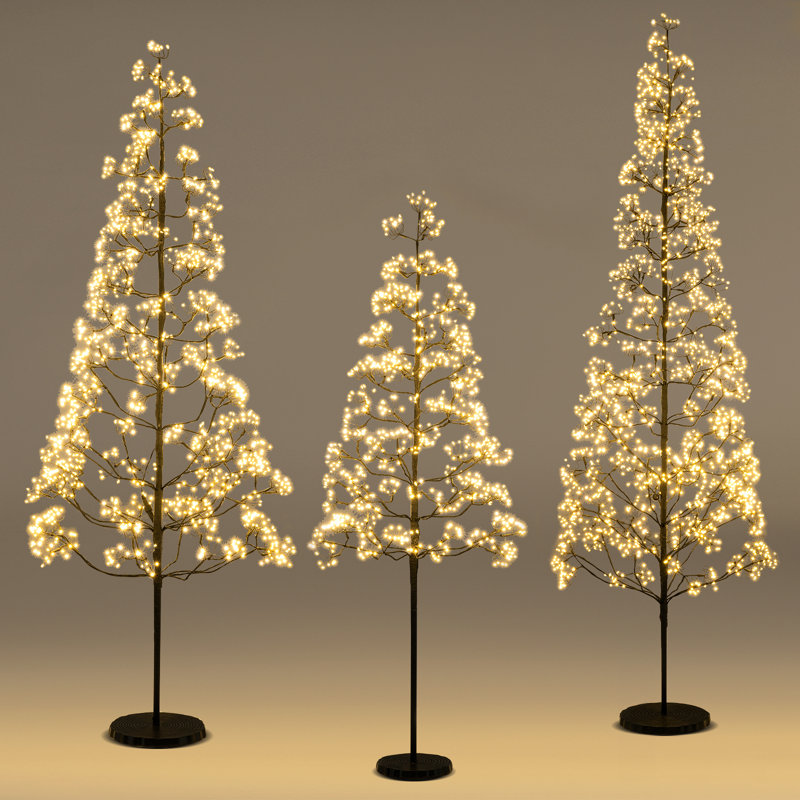Arbre alpin 5 pi avec 1000 lumières DEL blanches et base lestée pour Noël, H 5 pi