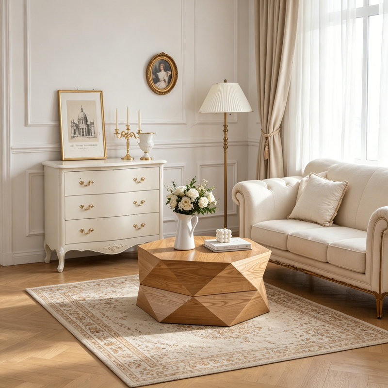 Table basse avec rangement, Natural, 36.61"W