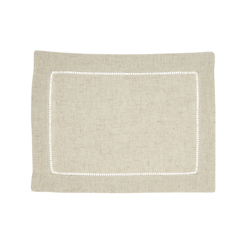 Beige Linen Toscana Placemat and Napkin Set, 20" x 14"