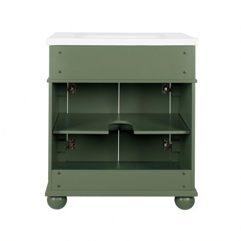 Meuble-lavabo autoportant avec rangement, Vert