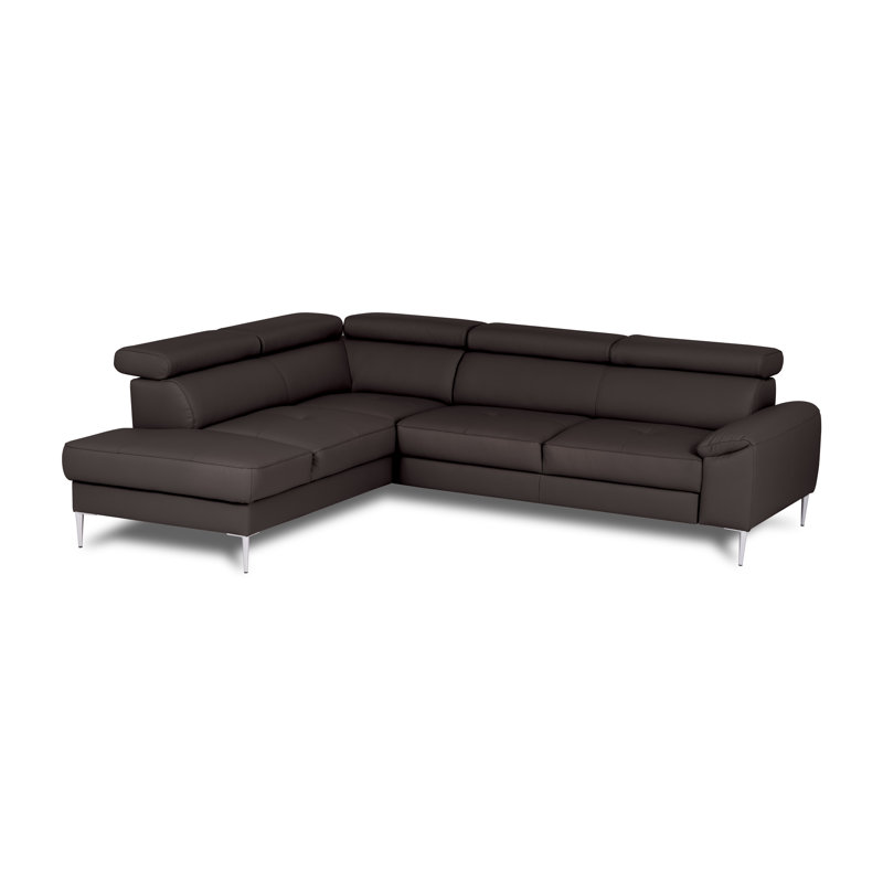 Camden Real Leather Corner Sofa with Pull-Out Bed, Storage & Adjustable Headrests, Left Hand Facing, Brown