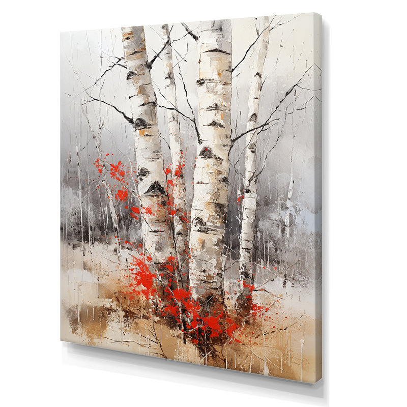 «Red Brich Wood In Winter I», reproduction sur toile, Toile tendue, 44" H x 34" W