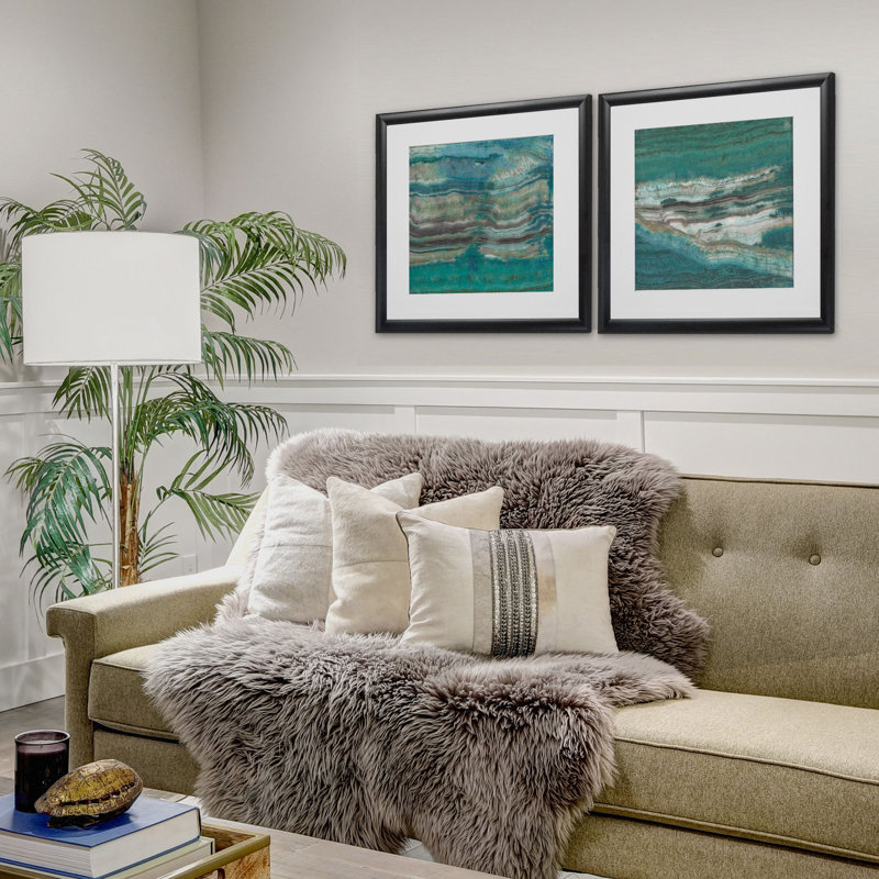 'Azure' 2 Piece Framed Print Set, Black Framed