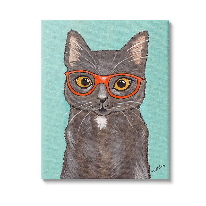 «Hipster Cat Glasses» par Michelle Gilsey, Toile tendue, H 30 po x l 24 po x P 1,5 po