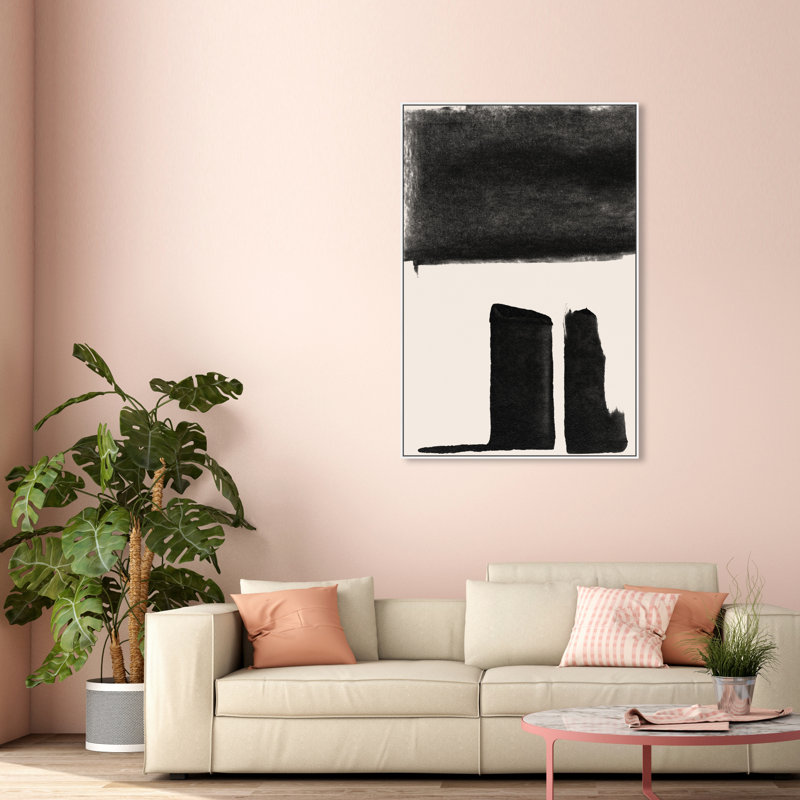 «Black and White Abstract Shapes» par Floater, reproduction d'art sur toile, Blanc, H 55 po x l 37 po
