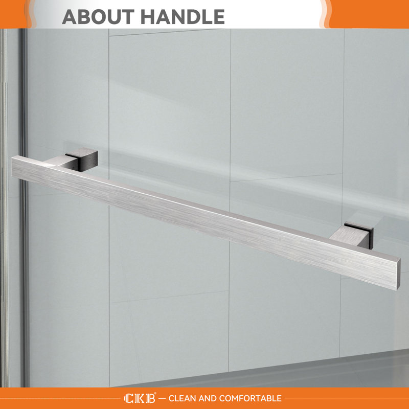 Brushed Nickel 38" x 72" Semi-Frameless Neo-Angle Shower Door