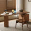 Bureaux en bois massif brun clair demi-cercle-107362579