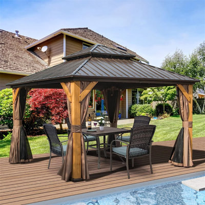 Hudson 12 Ft. W x 12 Ft. D Cedar Framed Patio Gazebo with Galvanized Steel Hardtop