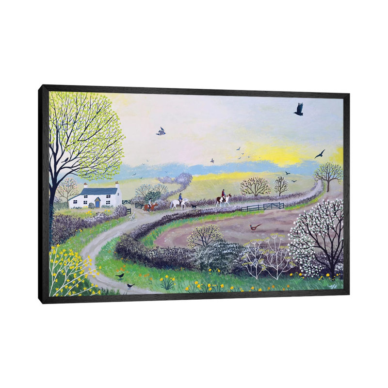 Early Morning Ride by Jo Grundy - Painting on Canvas, Black Framed, 101.6cm H x 152.4cm W x 3.81cm D