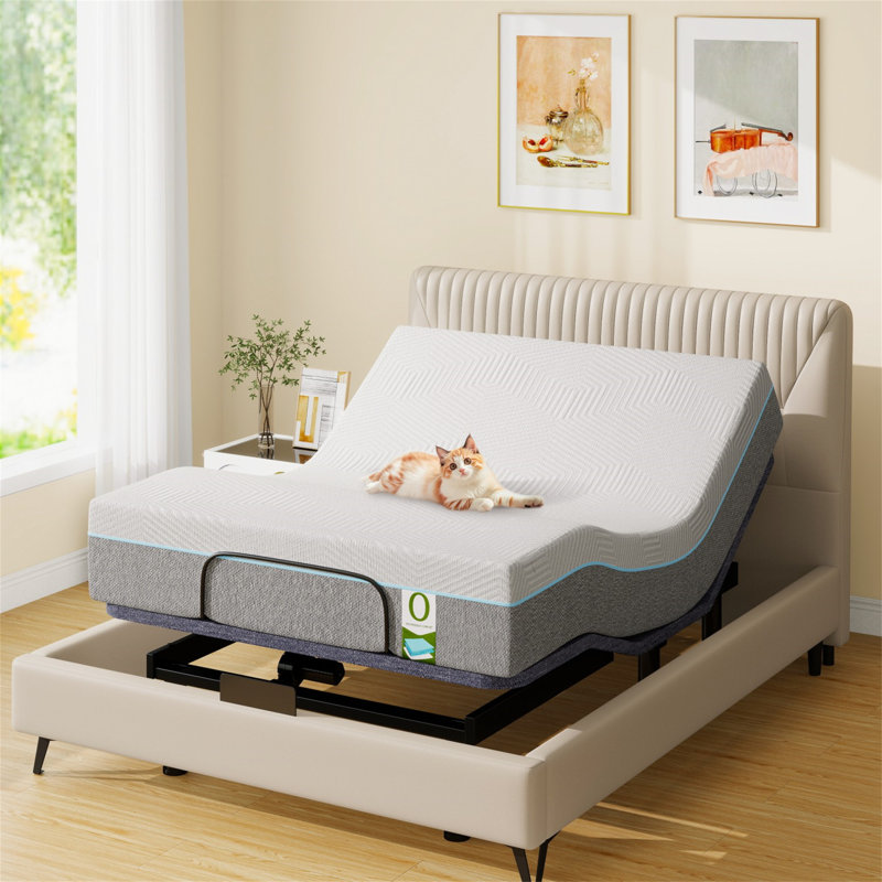 Smart Adjustable Bed Frame With Massage & Memory Foam Mattress - Zero Gravity, Anti-Snore, App Control, USB Charging, 750Lbs Capacity, 4"/8"/12" Height Adjustable
