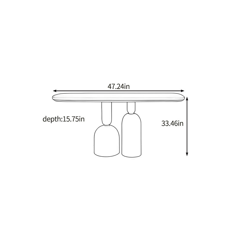 Italian minimalist console table, H 33,46 po x l 47,24 po x P 15,75 po