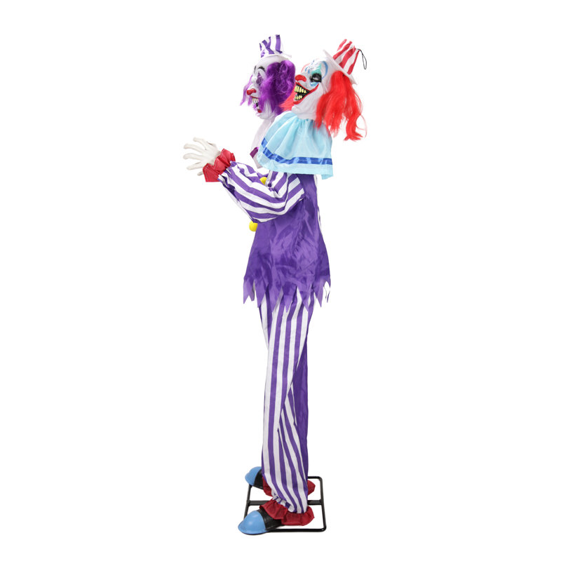 Haunted Hill Farm Clown animé d'Halloween 5,5 pieds debout avec animatronique