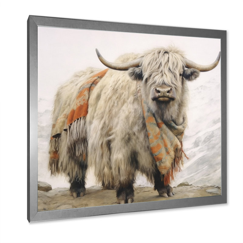 Wild Yak V - animaux, art mural sur toile, H 36 po x l 36 po x P 1,5 po, Cadre simple argenté