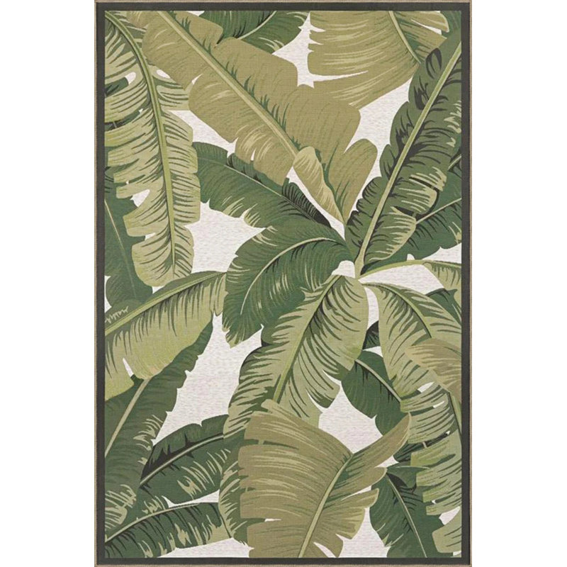 Tapis décoratif lavable à motif feuille vert plante moderne, Rectangle 2'4" x 4'