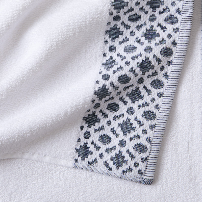 Ensemble 6 serviettes de bain en coton Shalyssa, Blanc / gris foncé