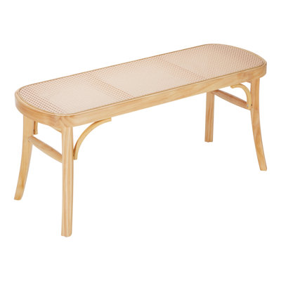 Rattan Bench Wooden Bench 43.3 Inches for Entryway Living Room & Bedroom by Bay Isle Home