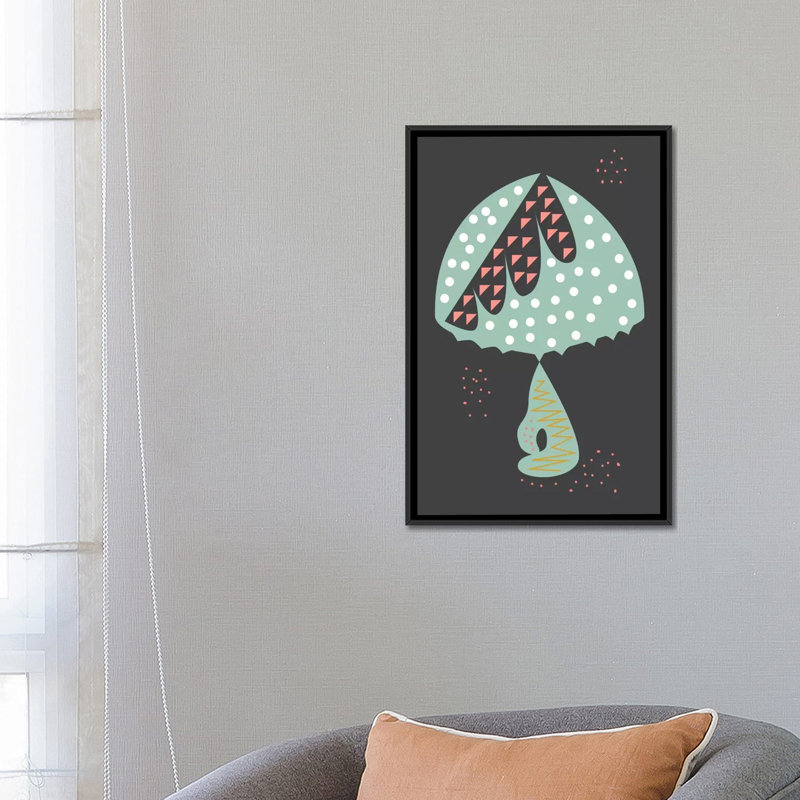 «Mushroom», impression sur toile tendue, H 26 po x l 18 po x P 1,5 po, Toile encadrée noire, Pas de tapis