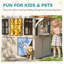 Maisonnette en bois pour enfants avec porte pour chien, batterie de cuisine, tableau noir et rouleau de tic-tac-toe