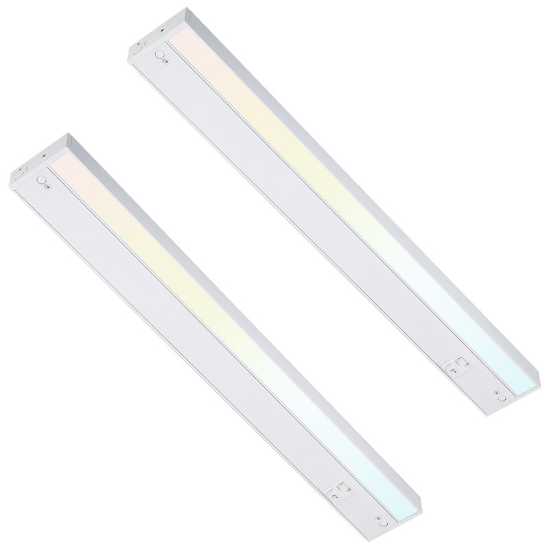 Luminaire DEL à DEL pour dessous d'armoire, 22 po, 14 W, à intensité variable, pouvant être raccordé, 3 couleurs au choix, finition blanche