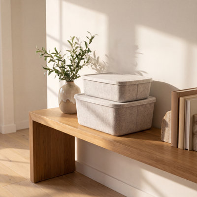 Sculpted Felt Storage Bin with Lid