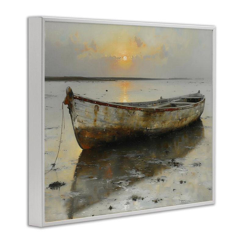 «Beached Boat at Sunset», estampe numérique, design par Arlington Prints, H 11 po x l 14 po