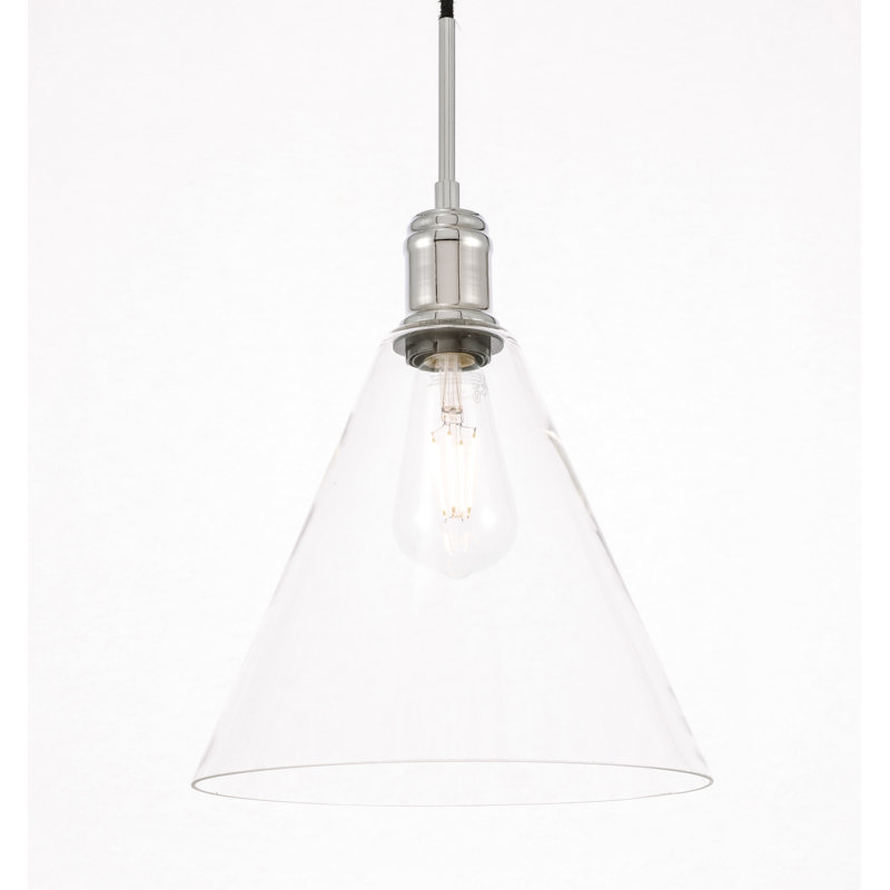 Luminaire suspendu conique à 1 lumière Sturm, H 12,3 po x l 10 po x p 10 po, Chrome