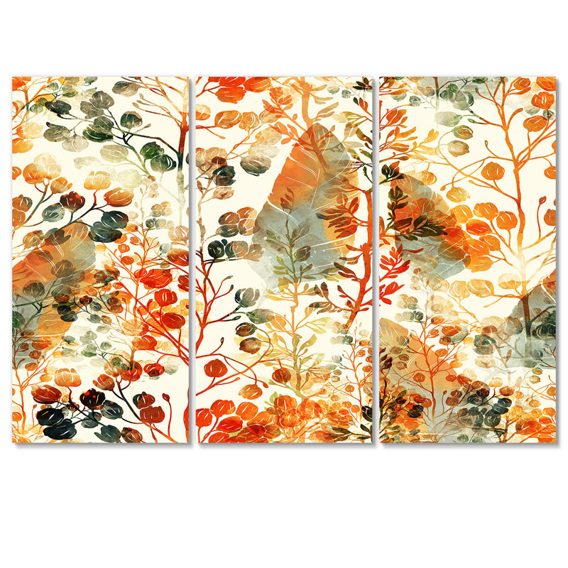 «Grass and Feathers in Autumn Colors», impression sur toile tendue 3 pièces, H 40 po x l 60 po x P 1 po