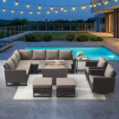 Kreda 7-Piece 8-Person Powder Coated Steel Outdoor Seating Group