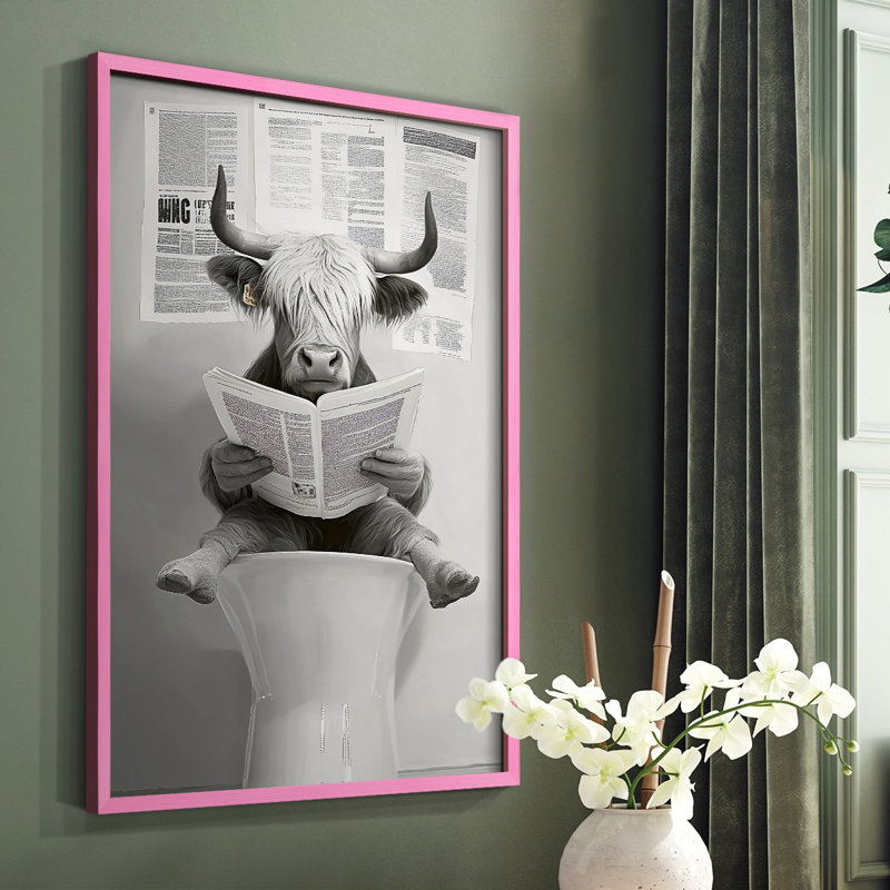 Animal encadré, reproduction encadrée prête à être accrochée, H 20 po x l 16 po, Rose