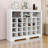 Sleek Design 24 Shoe Cubby Console, Modern Shoe Cabinet With Curved Base-115069469