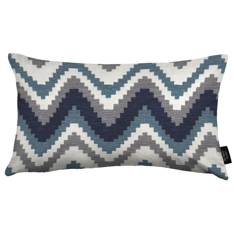 Lori Chevron Rectangular Cushion, 30 x 50cm, Denim Navy Blue