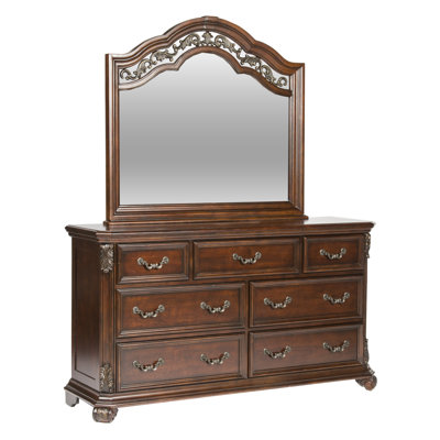 Amala 7 Drawer 68" W Dresser and Mirror