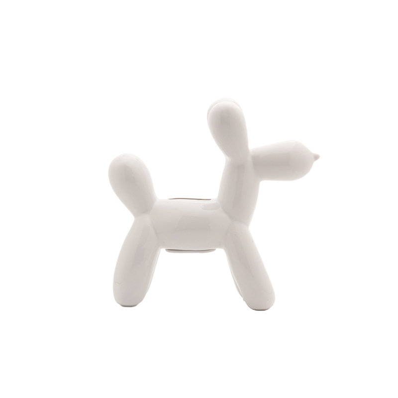 Plus Ceramic Dog Piggy Bank, 7.5" H x 2" W x 7.5" D, White