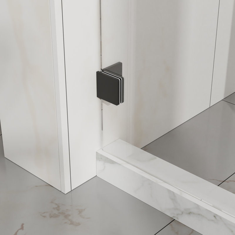 Porte de douche coulissante en verre trempé 6 mm, l 48 po, conception réversible, technologie anti-éclaboussures pour salle de bain noir mat, verre enduit de 6 mm de 6 mm, et lisse