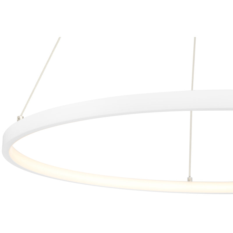 Boyu 1 - Light LED Unique/Statement Pendant, Matte White, 0.75" H x 23.5" W x 23.5" D