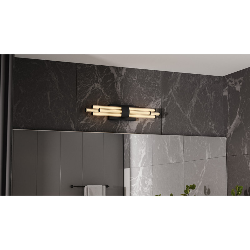 Luminaire de salle de bain à DEL intégré Alarcon avec interrupteur CCT, Noir mat
