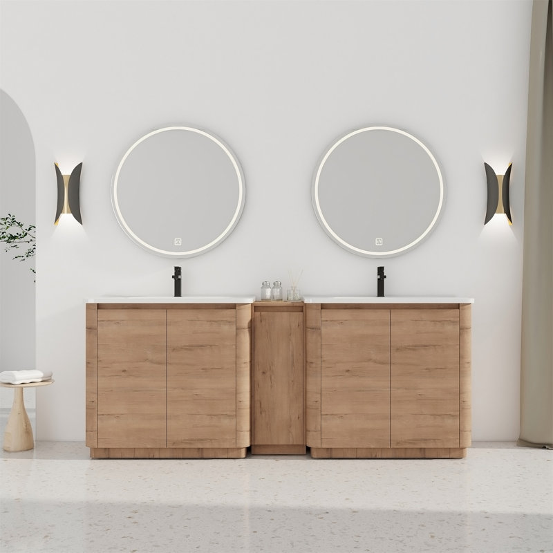 Meuble-lavabo autoportant 84 po avec lavabo en céramique blanche 84 po, 84" W