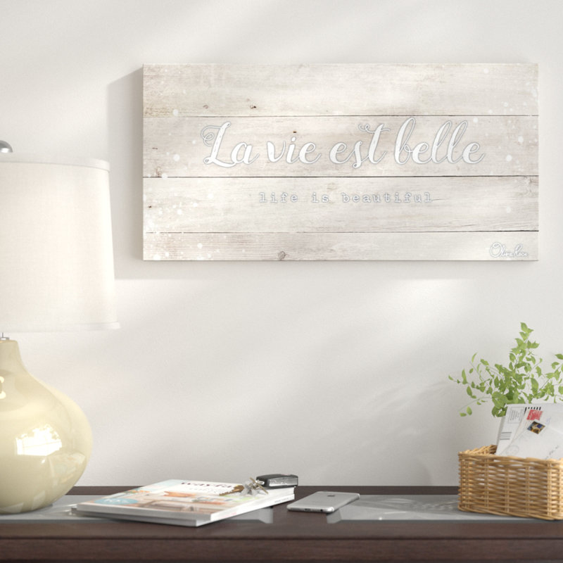 Reproduction d’art textuel sur toile tendue « Life beautiful » par Olivia, H 24 po x l 48 po