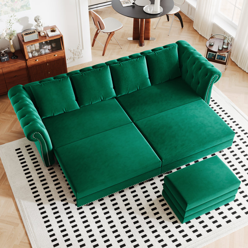 Canapé-lit Chesterfield 90 po, Vert