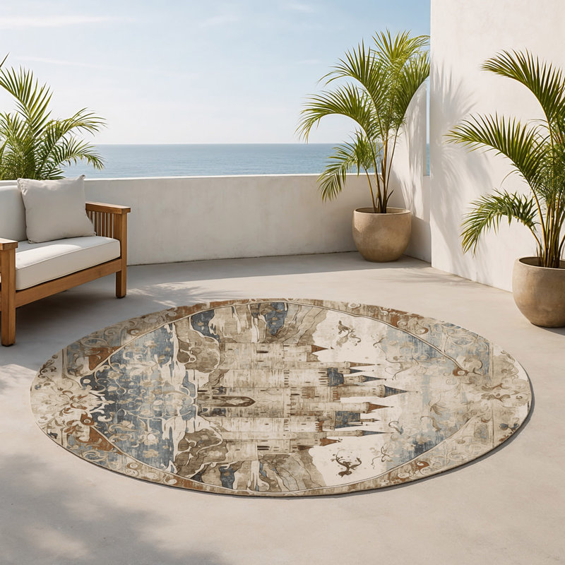 Tapis intérieur et extérieur Mystic Ramparts, Rond 5 pi
