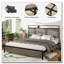 Bed Frame with Storage LED light headboard and 2 USB-397115979