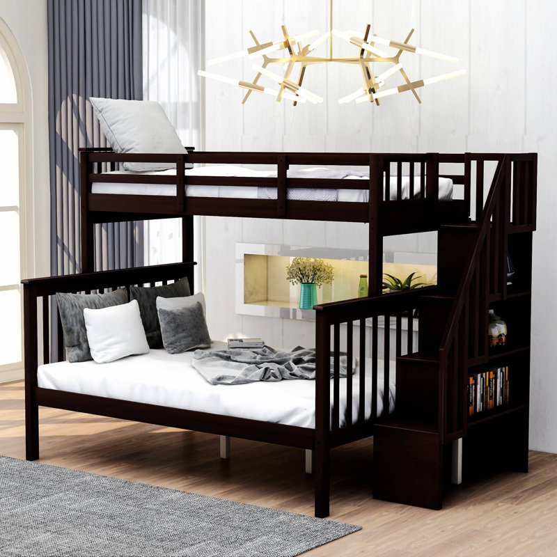 Lit simple avec rangement pour enfant Girand, Espresso