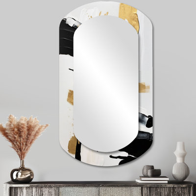 New Gold Balance II - Art abstrait en métal - Miroir mural moderne asymétrique